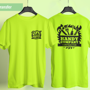 one-color heat transfer front and back t-shirts